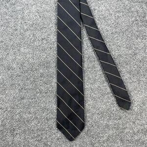 Robert Talbott REPP Tie 3" X 57" Black/Gold Striped Slim Hand Sewn 100% Silk